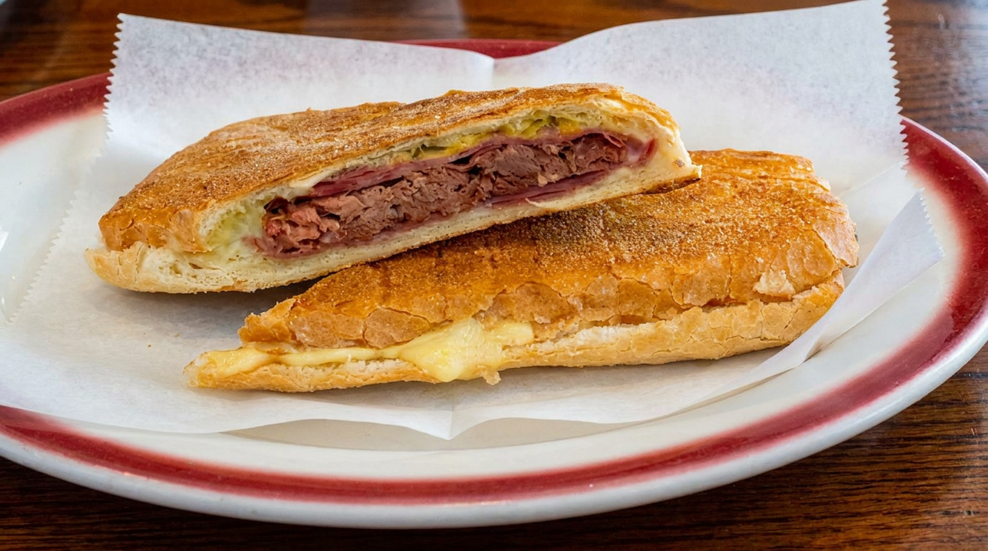 Cuban sandwich with garlic sauce